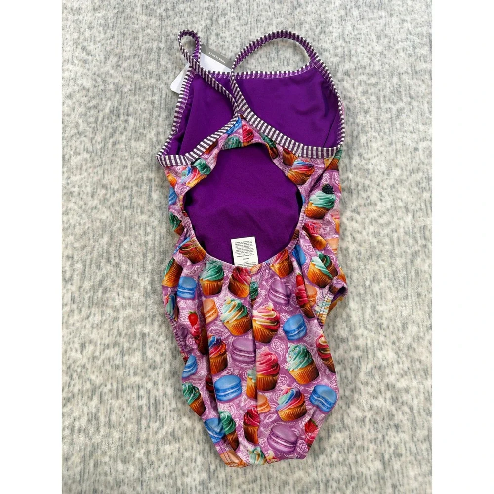 Dolfin Uglies Womens‎ Cupcake Macaron Print One Pc Swimsuit 32 DS0510C35D Purple